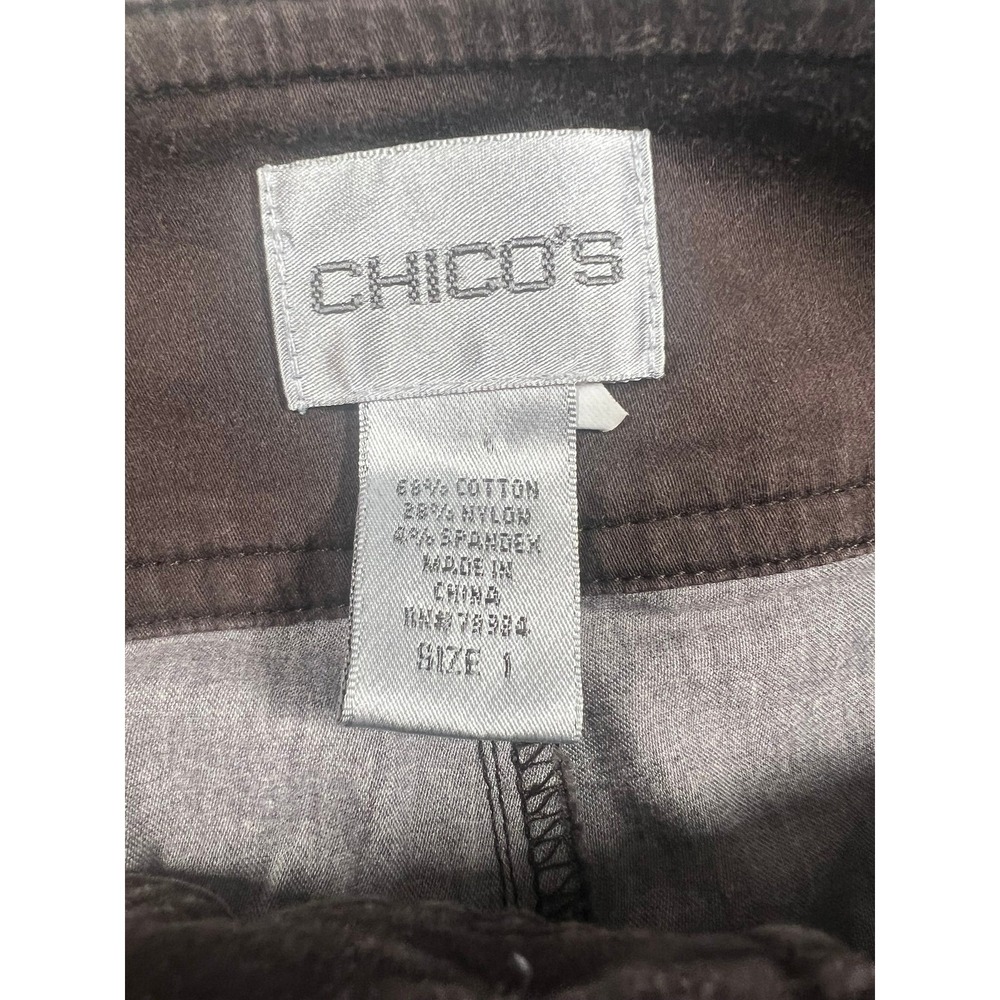 Chicos Brown Wide Leg Crop Capri Pants Mouse Village Whimsical Vintage Size 1 M - Picture 5 of 8